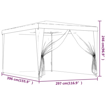 Cort de petrecere cu 4 pereți din plasă, albastru, 3x4 m, HDPE - Img 6
