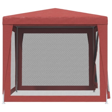 Cort de petrecere cu 4 pereți din plasă, roșu, 2,5x2,5 m, HDPE - Img 4