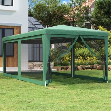 Cort de petrecere cu 6 pereți din plasă, verde, 3x6 m, HDPE - Img 1