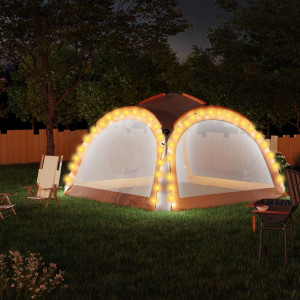Cort petrecere cu LED, 4 pereți, gri&portocaliu, 3,6x3,6x2,3 m - Img 1