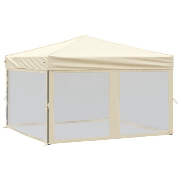 Cort pliabil pentru petrecere, pereți laterali, crem, 3x3 m - Img 2