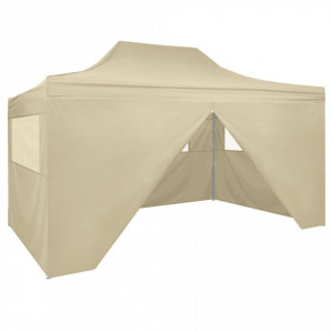 Cort pliabil Pop-Up cu 4 pereți laterali 3x4,5 m alb crem - Img 1