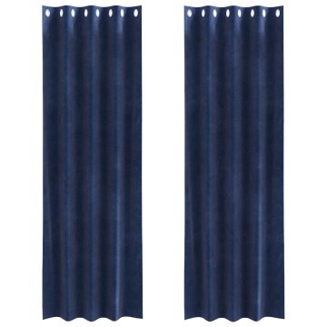 Cortine Blackout cu ochiuri 2 pcs Bleumarin Catifea - Img 2
