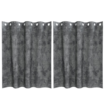 Cortine din Catifea 2 buc. cu Găuri Gri 140x140 cm - Img 2