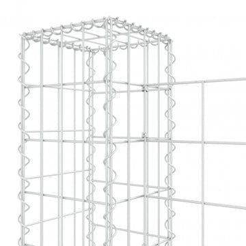 Coș de gabion în formă de U, 2 stâlpi, 140x20x100 cm, fier - Img 6