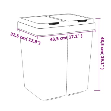 Coș de gunoi dublu, alb, 2x25 L - Img 5