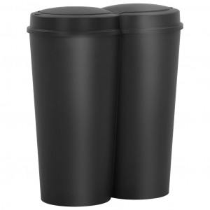 Coș de gunoi dublu, negru, 50 L - Img 1