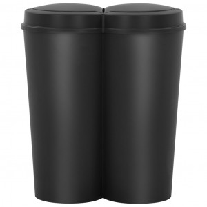 Coș de gunoi dublu, negru, 50 L - Img 2