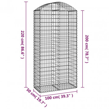 Coș gabion arcuit, 100x50x200/220 cm, fier galvanizat - Img 5