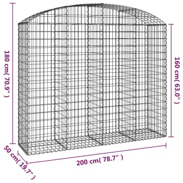 Coș gabion arcuit, 200x50x160/180 cm, fier galvanizat - Img 5