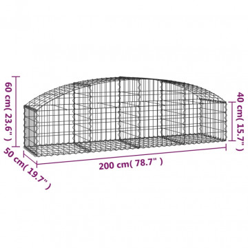 Coș gabion arcuit, 200x50x40/60 cm, fier galvanizat - Img 5