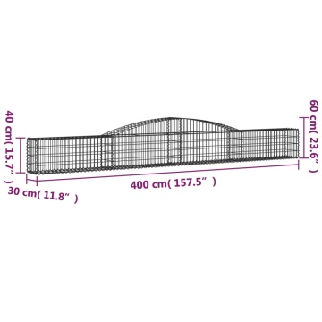 Coș gabion arcuit 400x30x40/60 cm fier galvanizat - Img 5