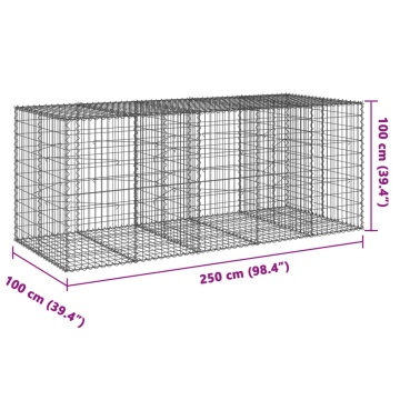 Coș gabion cu capac, 250x100x100 cm, fier galvanizat - Img 6