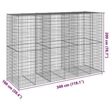 Coș gabion cu capac, 300x100x200 cm, fier galvanizat - Img 6