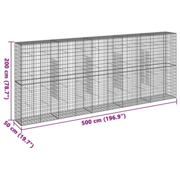 Coș gabion cu capac, 500x50x200 cm, fier galvanizat - Img 6