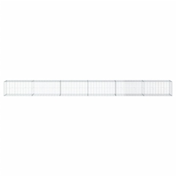 Coș gabion cu capac, argintiu, 600x50x50 cm, fier galvanizat - Img 3