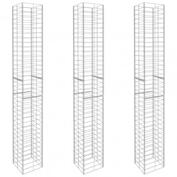 Coșuri gabion, 3 buc., 25 x 25 x 197 cm, oțel galvanizat - Img 2