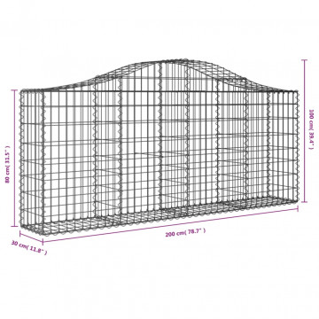 Coșuri gabion arcuite 2 buc, 200x30x80/100cm, fier galvanizat - Img 5