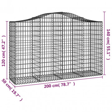 Coșuri gabion arcuite 2 buc, 200x50x120/140 cm, fier galvanizat - Img 5