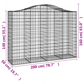 Coșuri gabion arcuite 2 buc, 200x50x140/160 cm, fier galvanizat - Img 5