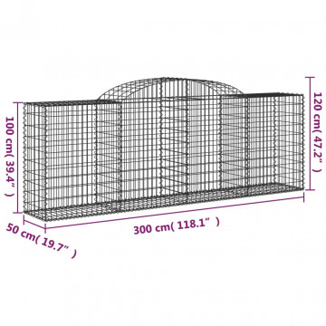 Coșuri gabion arcuite 2 buc, 300x50x100/120 cm fier galvanizat - Img 5
