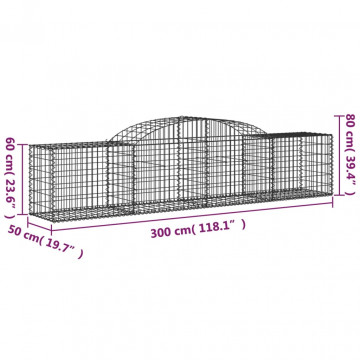 Coșuri gabion arcuite 2 buc, 300x50x60/80 cm, fier galvanizat - Img 5