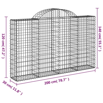 Coșuri gabion arcuite 3 buc, 200x30x120/140 cm, fier galvanizat - Img 5