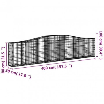 Coșuri gabion arcuite 4 buc, 400x30x80/100 cm, fier galvanizat - Img 5