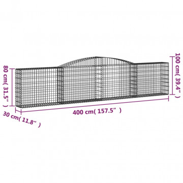 Coșuri gabion arcuite 5 buc, 400x30x80/100 cm, fier galvanizat - Img 5