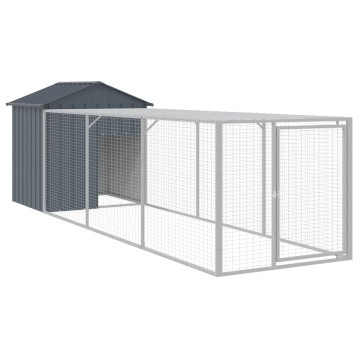 Coteț de pui cu țarc antracit 117x405x123 cm oțel galvanizat - Img 2