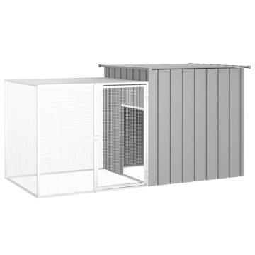 Coteț pentru iepuri, gri, 200x91x100 cm, oțel galvanizat - Img 1