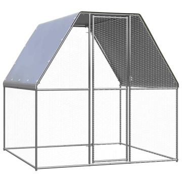 Coteț pentru pui, argintiu și gri, 2x2x2 m, oțel galvanizat - Img 2