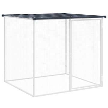 Coteț pui cu acoperiș, antracit, 103x98x90 cm, oțel galvanizat - Img 2