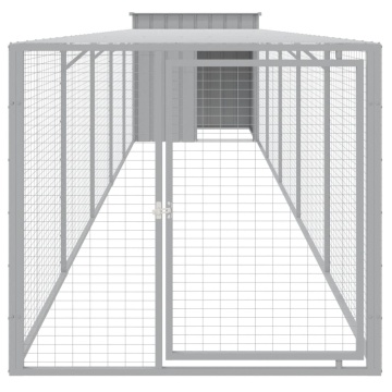 Coteț pui cu incintă gri deschis 110x609x110 cm oțel galvanizat - Img 3