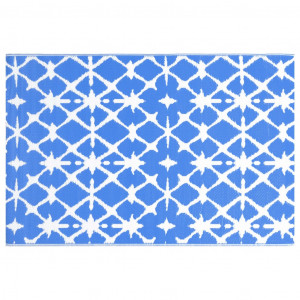 Covor de exterior, albastru/alb, 160x230 cm, PP - Img 3