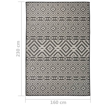 Covor de exterior, dungi negre, 160x230 cm, țesătură plată - Img 5