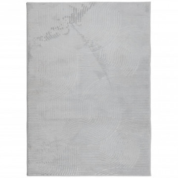 Covor "IZA" aspect scandinav, cu fire scurte, gri, 200x280 cm - Img 2