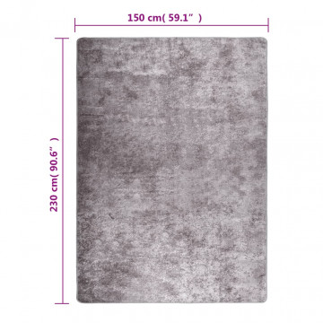 Covor lavabil, gri, 150x230 cm, antiderapant - Img 5