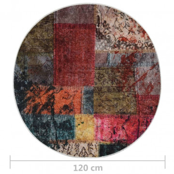Covor lavabil, mozaic multicolor, φ120 cm, antiderapant - Img 4