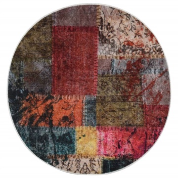 Covor lavabil, multicolor, Ø 200 cm, anti-alunecare - Img 2