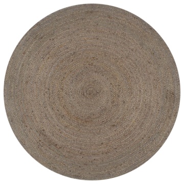 Covor manual, gri, 150 cm, iută, rotund - Img 1