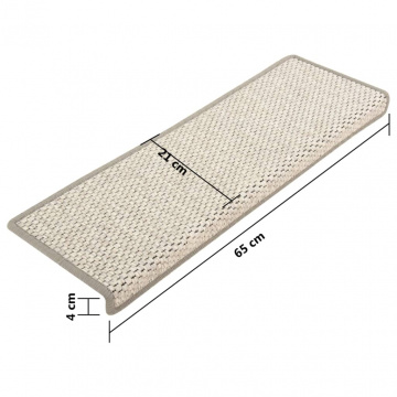 Covorașe autoadezive pentru scări, 15 buc. bej, 65x21x4cm sisal - Img 6