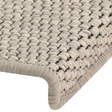Covorașe autoadezive scări, 15 buc., argintiu, 65x21x4cm, sisal - Img 5
