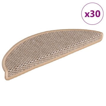 Covorașe de scară autoadezive aspect sisal 30 buc. Bej deschis - Img 1