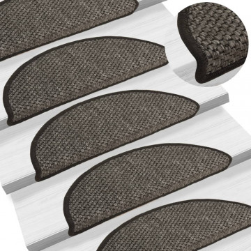 Covorașe scări autoadezive 15 buc antracit 56x20cm aspect sisal - Img 1