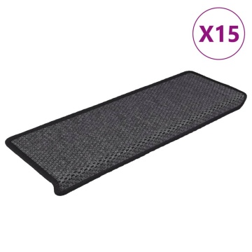 Covorașe scări autoadezive, 15 buc. antracit 65x21x4 cm sisal - Img 1