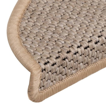 Covorașe scări autoadezive 15 buc. bej deschis 56x17x3cm sisal - Img 6