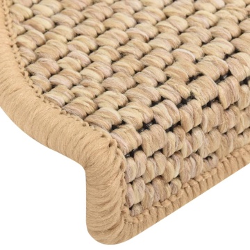Covorașe scări autoadezive 15 buc. bej deschis 65x21x4cm sisal - Img 5