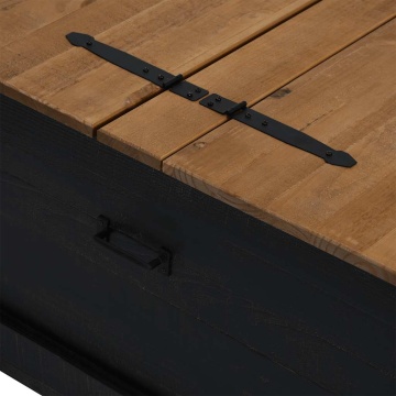 Cufă de depozitare HALDEN Negru 91x91x47 cm Lemn masiv de pin - Img 7