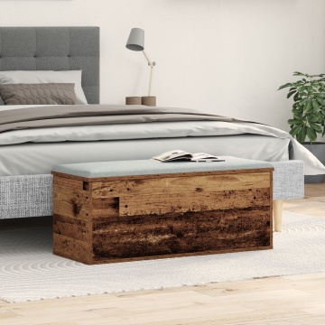 Cufăr de depozitare din lemn vechi, 90x35x35 cm, din lemn stratificat - Img 4